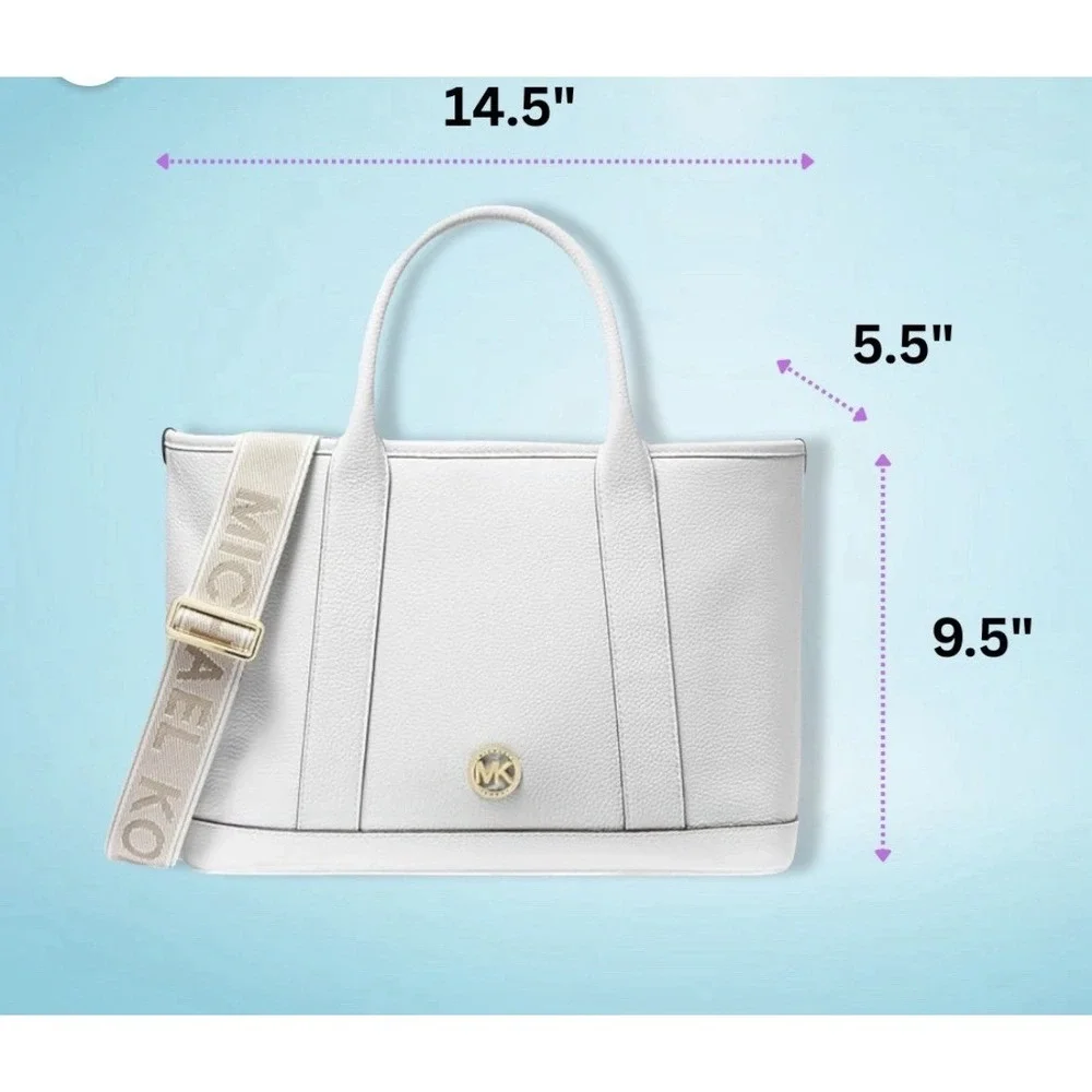 Michael Kors Luisa Medium Satchel Optic White Pebble Leather Handbag 35S3G6RS2L